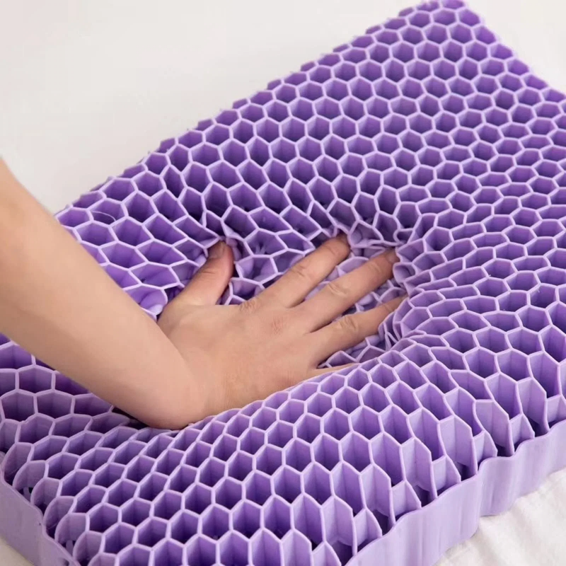 TPE Purple Grid Washable Bedding Latex Pillows Memory Foam Pillow